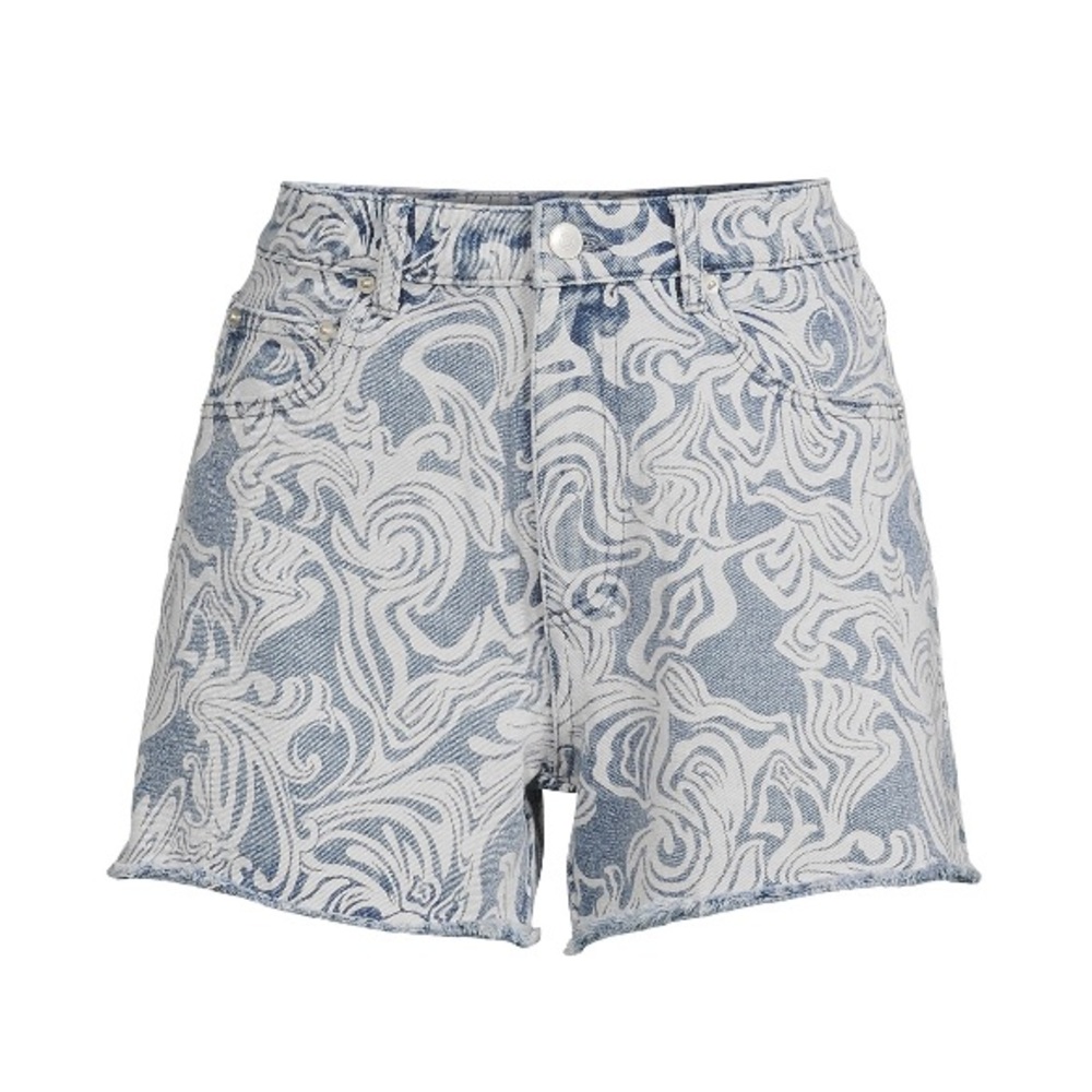 No Boundaries Juniors High Rise Destructed Midi Denim Shorts